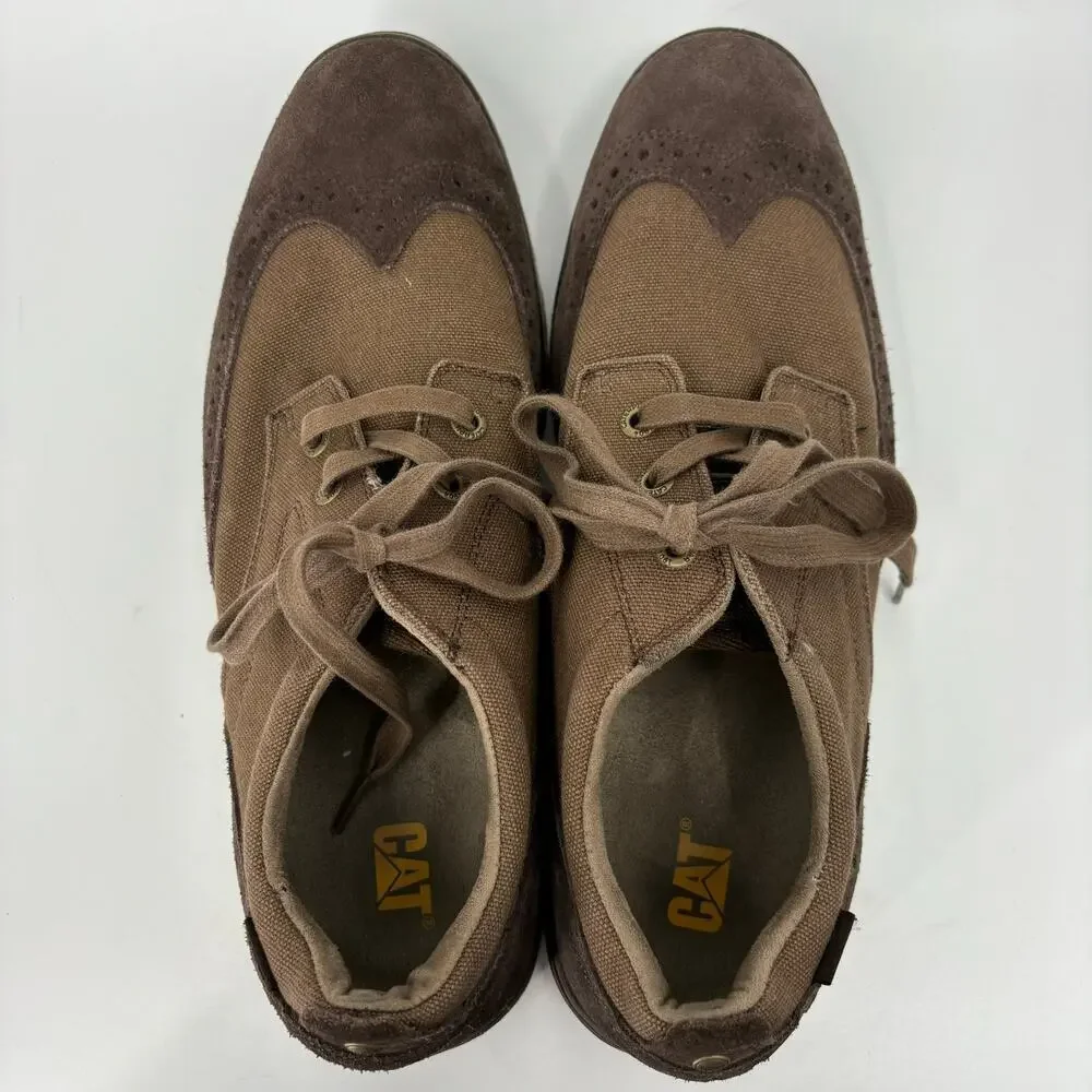 CAT Wingtip‎ Oxford Shoes Mens 11.5 Brown Canvas Caterpillar Lace Up
